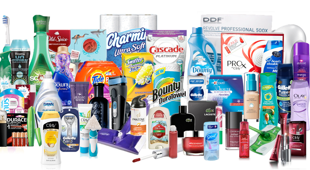 A selection of branded household and personal care products